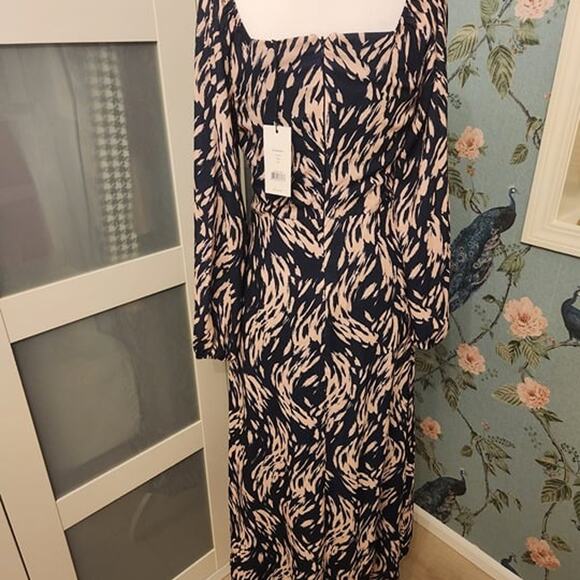 Ali & Jay Women's S Blue & Peach Long Sleeve A-Line Maxi Dress NWT - Picture 5 of 5